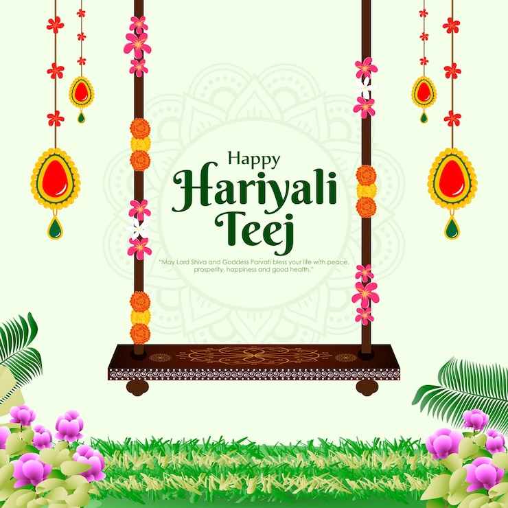 Vector illustration of Happy Hariyali Teej social media feed template