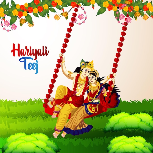 Vector illustration of happy hariyali teej