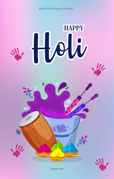 Vettore illustrazione vettoriale happy holi modello di banner post modificabile