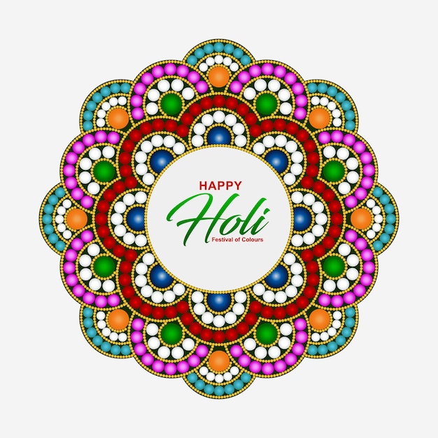 Illustrazione vettoriale della felice festa di holi dei colori in rangoli