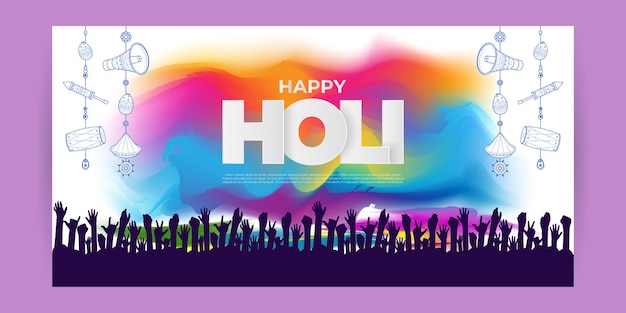 Vector illustration of happy holi festival greeting festival of colors