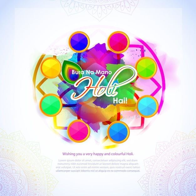 Vector illustration of Happy Holi festival greeting Festival of Colors