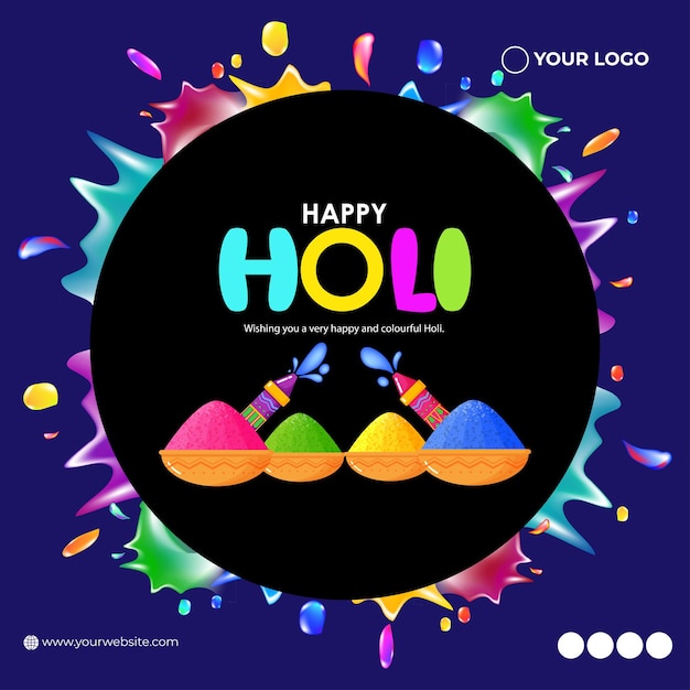 Vector illustration of Happy Holi festival greeting Festival of Colors