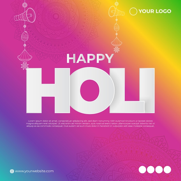Векторная иллюстрация приветствия Happy Holi Festival of Colors