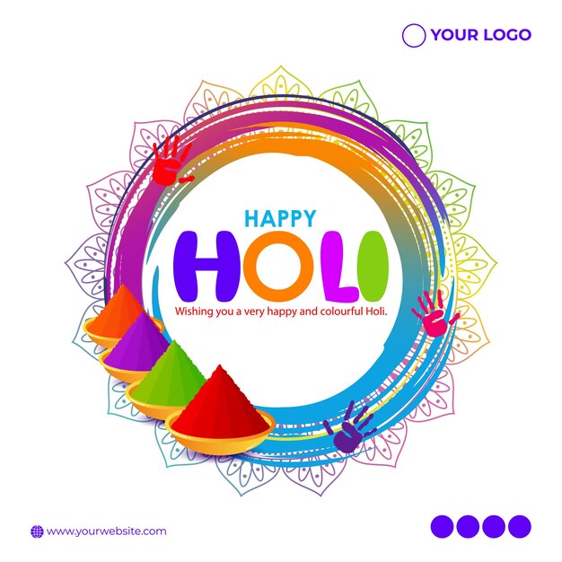 Vector illustration of Happy Holi greeting Festival of Colors