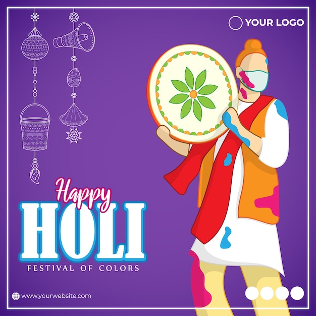 Vector illustration of Happy Holi greeting Festival of Colors