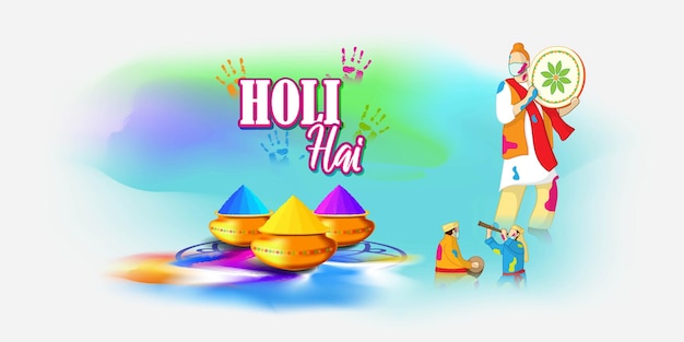 Illustrazione vettoriale di saluto happy holi