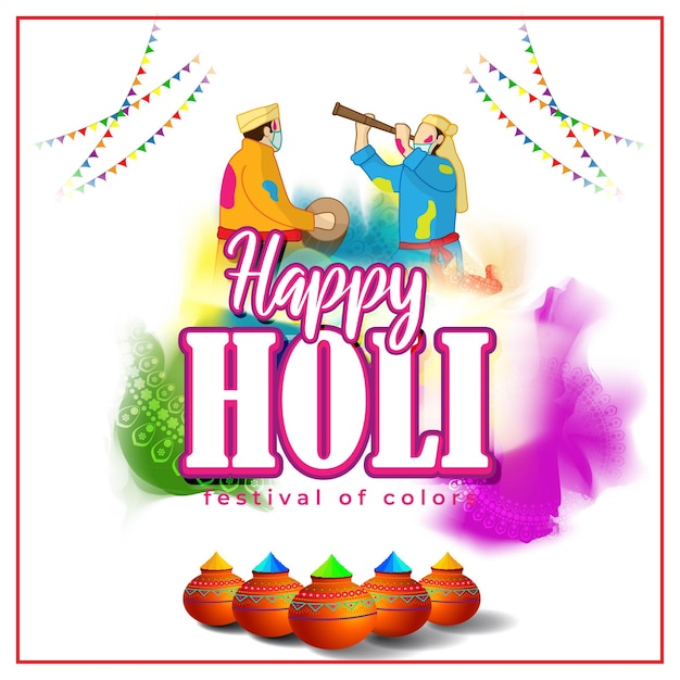 Векторная иллюстрация приветствия Happy Holi