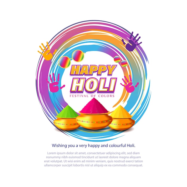 Векторная иллюстрация приветствия Happy Holi