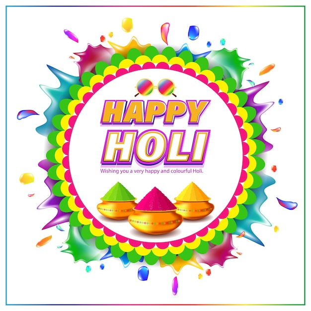 Векторная иллюстрация приветствия Happy Holi