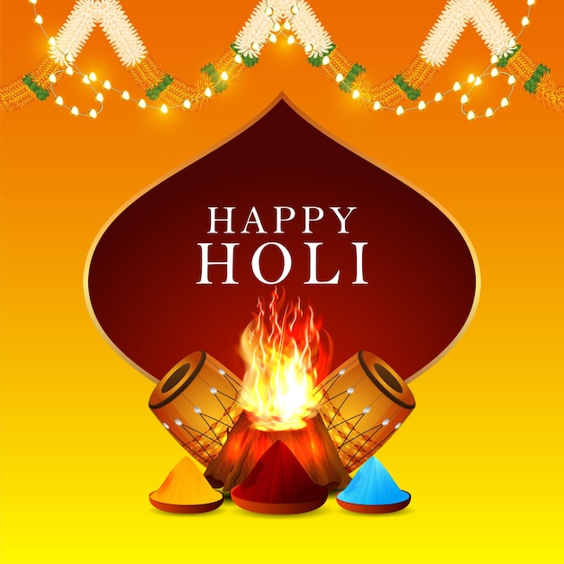 Vector illustration of happy holi indian festival background