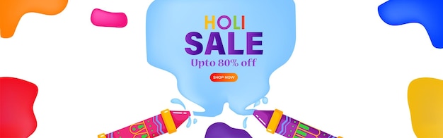 Векторная иллюстрация шаблона баннера Happy Holi Sale для приложения и веб-сайта