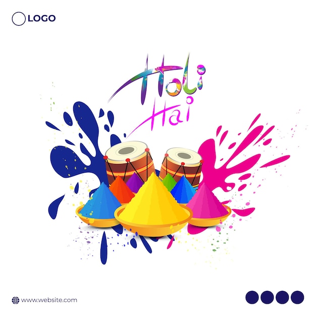 Vector vector illustration of happy holi social media feed template