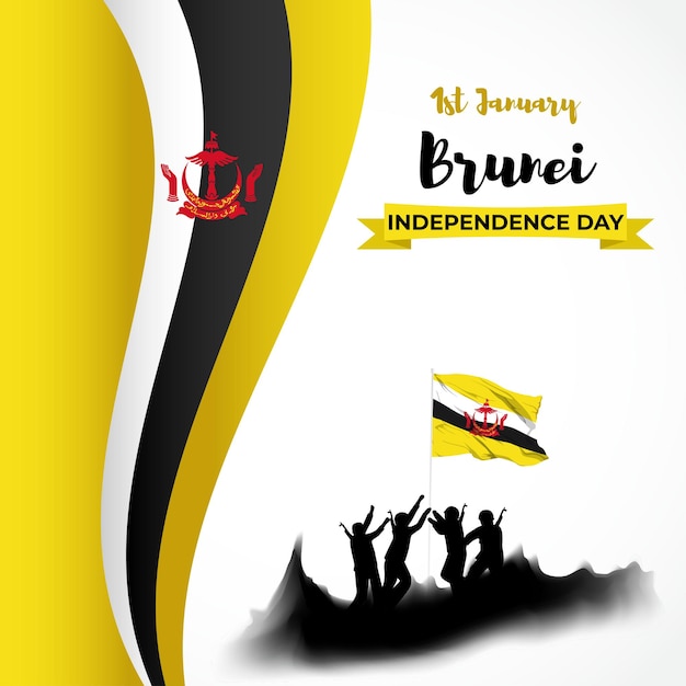 Vector vector illustration of happy independence day brunei