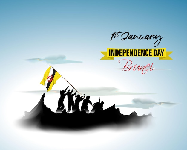 Vector illustration of happy independence day Brunei