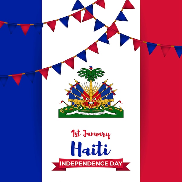 Vector vector illustration of happy independence day haiti