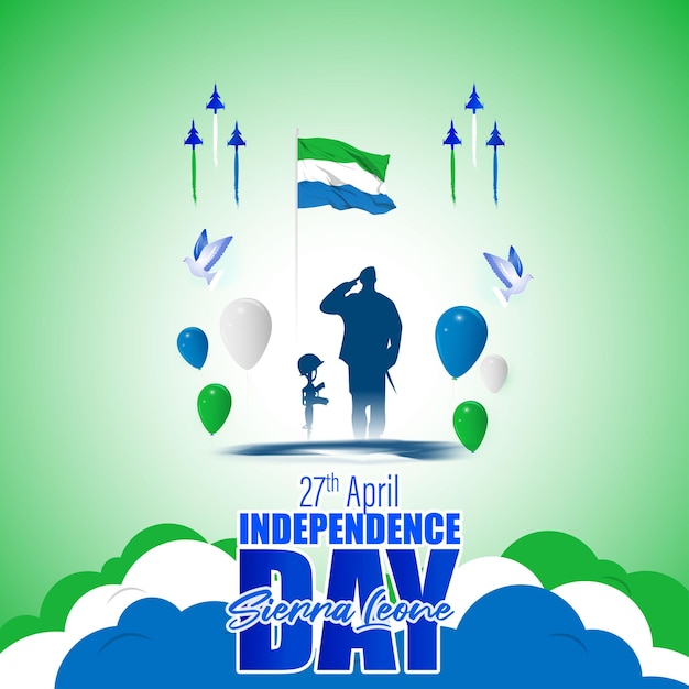 Vector illustration of happy independence day sierra leone