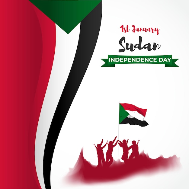 Vector illustration of happy independence day Sudan