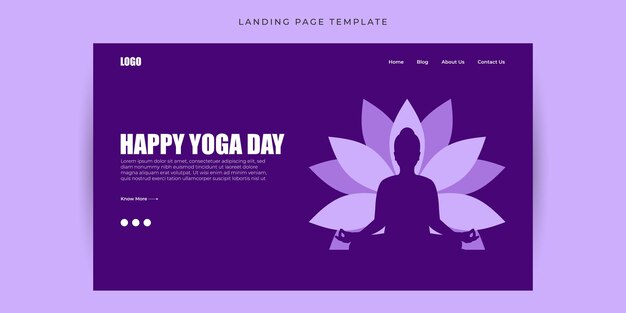 Vector vector illustration of happy international day of yoga website landing page banner mockup template