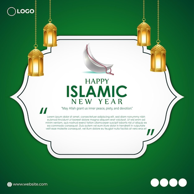 Vector illustration of Happy Islamic New Year social media story feed mockup template