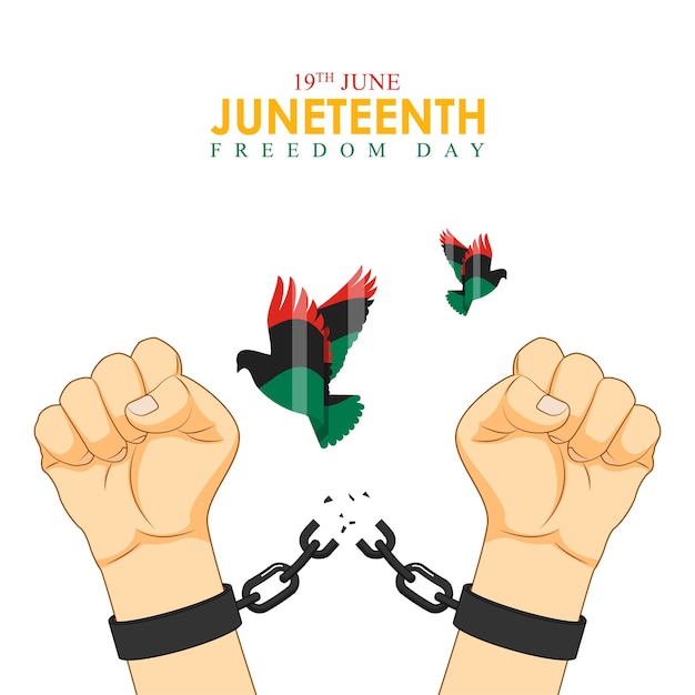 Happy Juneteenth 6월 19일 소셜 미디어 스토리 피드 목업 템플릿의 벡터 그림