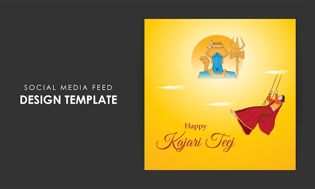 Vector vector illustration of happy kajari teej social media feed template