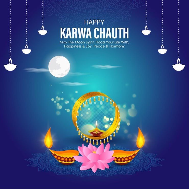 Vector vector illustration of happy karva chauth social media feed template