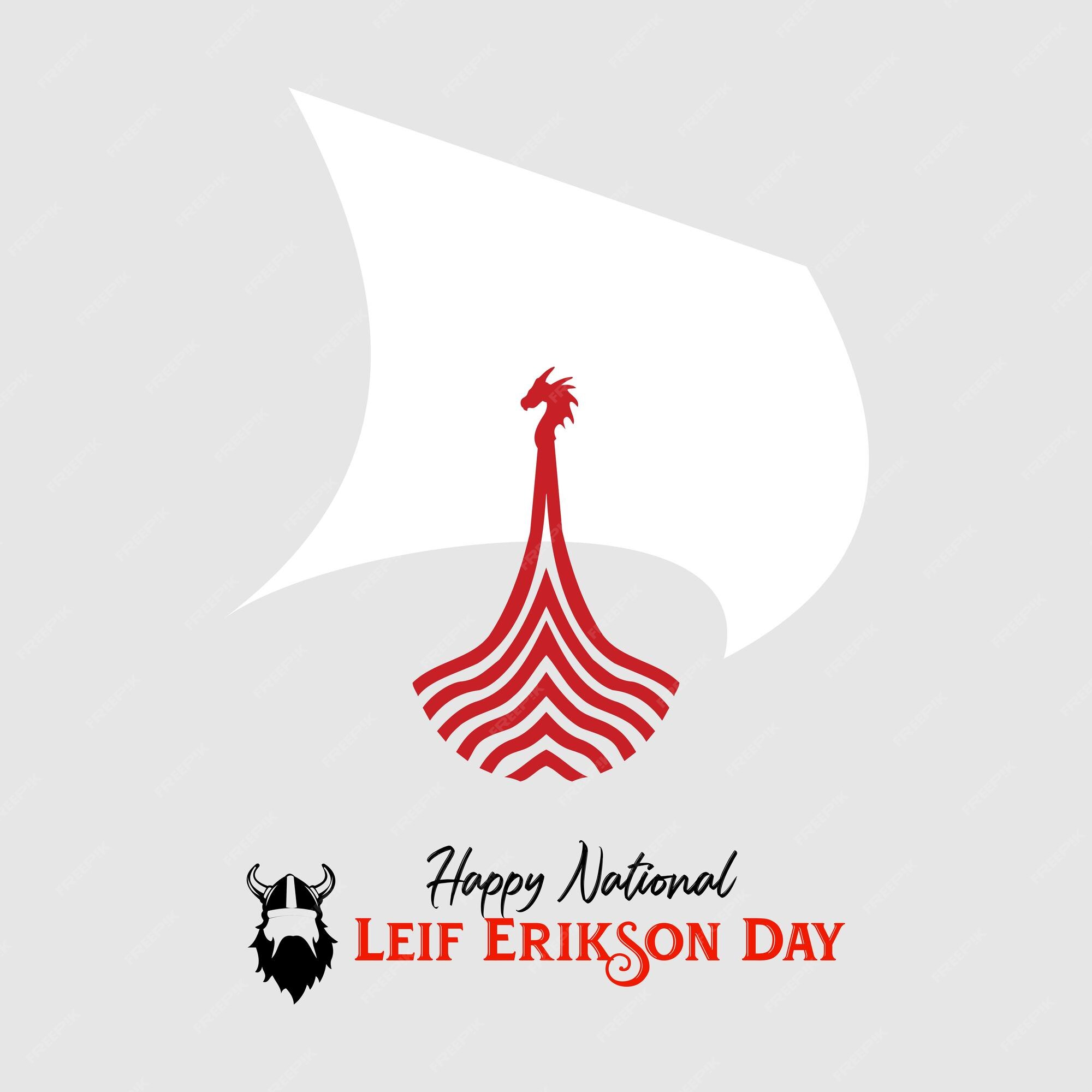 Premium Vector Vector illustration Happy Leif Erikson Day greeting card template