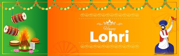 Vector illustration of happy lohri celebration banner