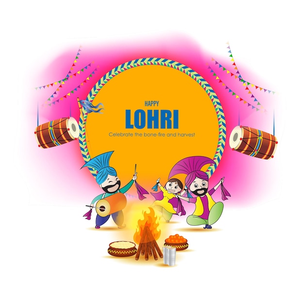 해피 Lohri 인사말에 대 한 벡터 일러스트 레이 션