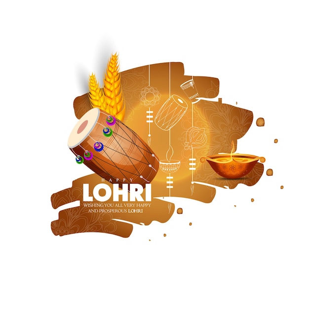 Punjabiフェスティバルの幸せなLohri休日の背景のベクトルイラスト。