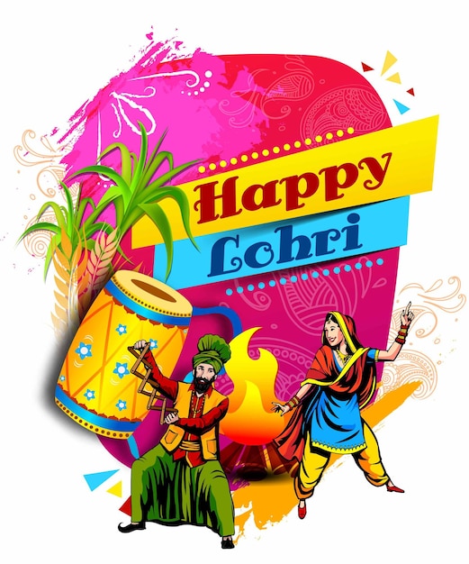 векторная иллюстрация счастливого праздника Лори фестиваля Пенджаба Индии с красивым фоном