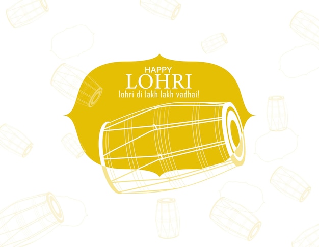 Vettore illustrazione vettoriale per happy lohri. tamburo tradizionale indiano o dholak o dhol. buon festival di lohri