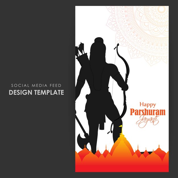 Illustrazione vettoriale del modello di mockup del feed della storia dei social media di happy lord parshuram jayanti