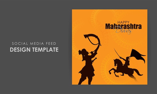 Vector vector illustration of happy maharashtra day social media story feed mockup template