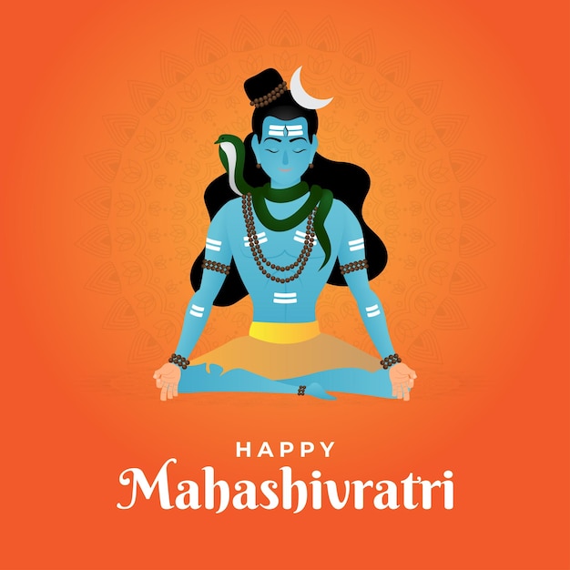 Vector illustration of Happy Mahashivratri lord shiva shivratri