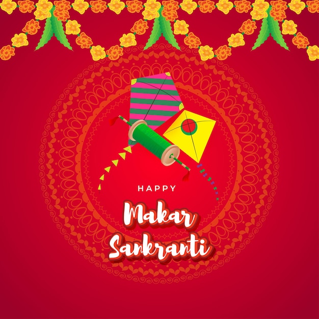 Vector illustration of happy makar sankranti