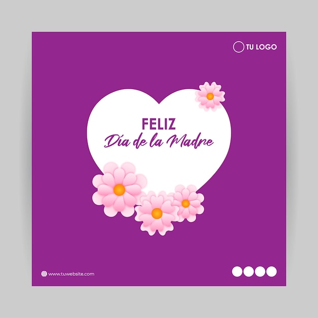 Vector illustration of Happy Mother's Day in Spanish social media story feed mockup template
