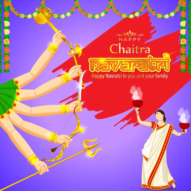 Vector illustration of happy navaratri wishes banner