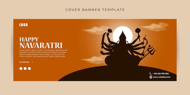 Illustrazione vettoriale del modello banner di copertina facebook happy navratri