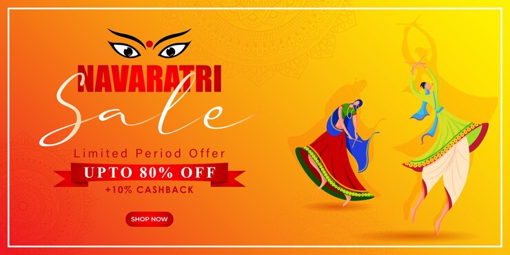 Вектор векторная иллюстрация шаблона баннера happy navratri sale