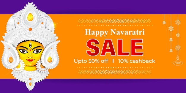 Vettore illustrazione vettoriale del modello di banner happy navratri sale