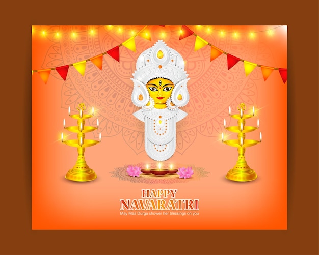 Vector illustration of Happy Navratri wishes greeting card