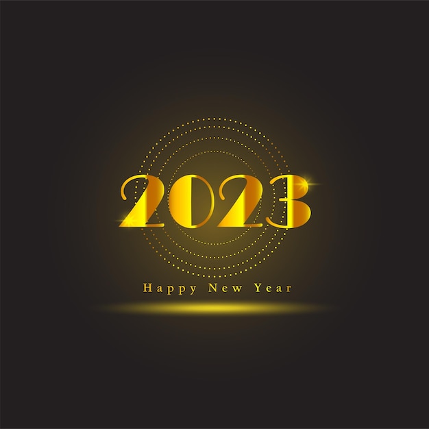 Vector illustration for happy new year with shiny golden metallic numbers 2023