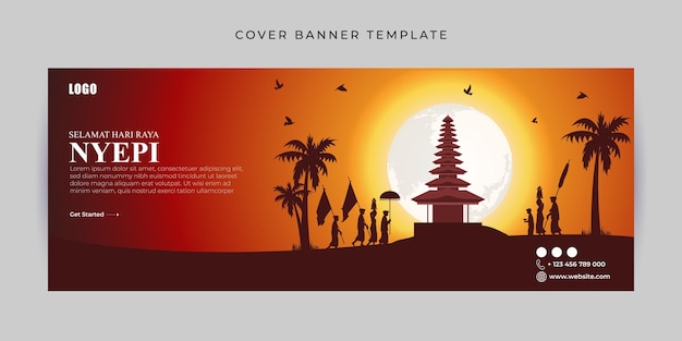 Vector illustration of Happy Nyepi Day Facebook cover banner Template