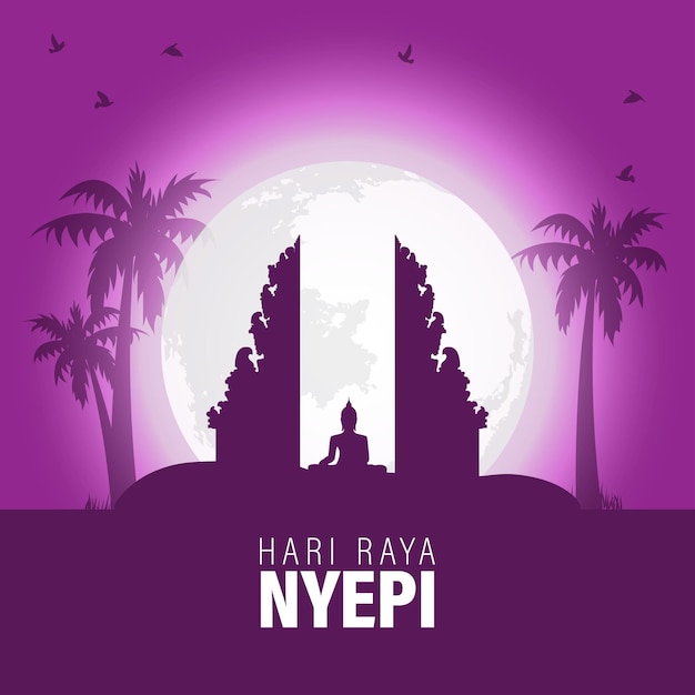 Vector vector illustration of happy nyepi day social media feed template