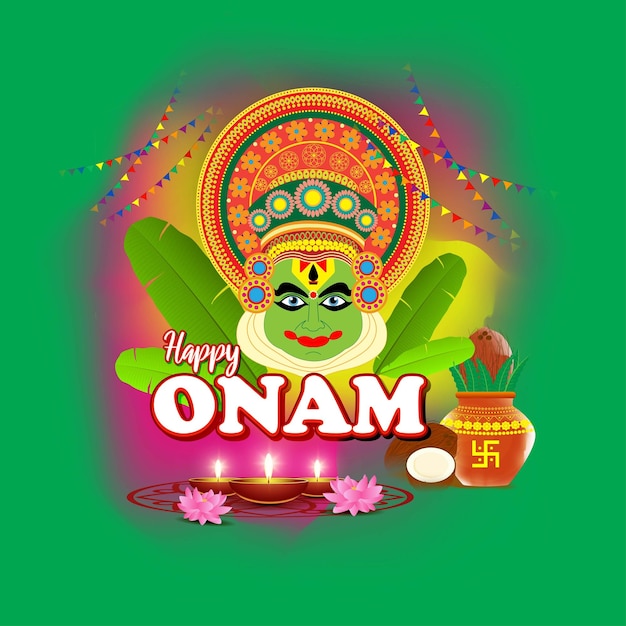 Illustrazione vettoriale per il saluto di happy onam