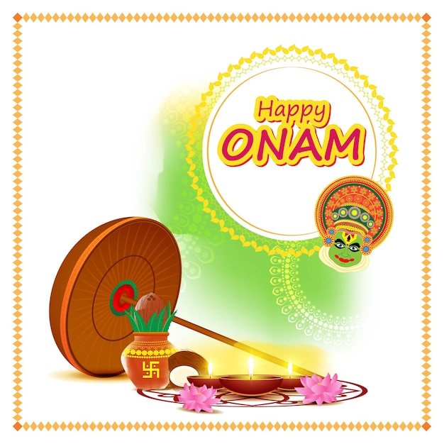 Illustrazione vettoriale per il saluto di happy onam