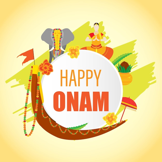 Illustrazione vettoriale per il saluto di happy onam