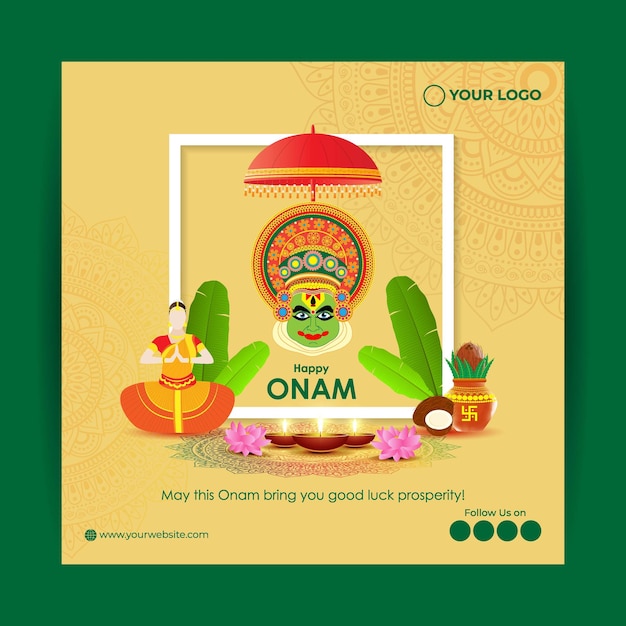 Vector illustration for happy onam greeting